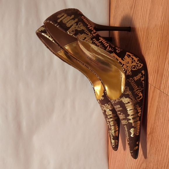 Brand new without box Apple Bottoms Rare Gold print heels (size 7) - Picture 2 of 5